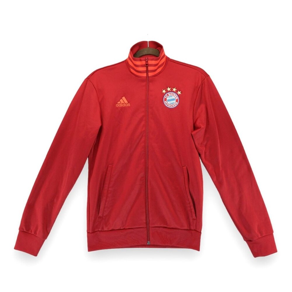 ADIDAS MEN'S FC BAYERN MUNICH DX9226 JACKET FULL ZIP SOCCER SIZE SMALL RED